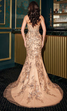 Ladivine CD723 - Beaded Floral V-Neckline Evening Gown