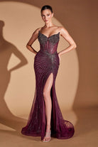 Ladivine CD727 - Strapless Beaded Fitted Gown