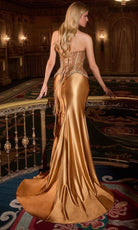 Ladivine CD733 - Beaded Corset Scoop Neck Long Gown