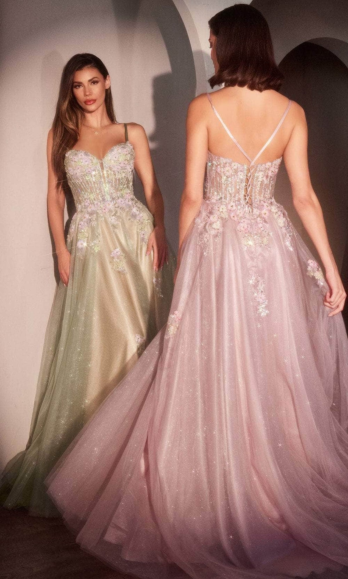 Ladivine CD740 - 3D Floral Applique Sleeveless Prom Gown