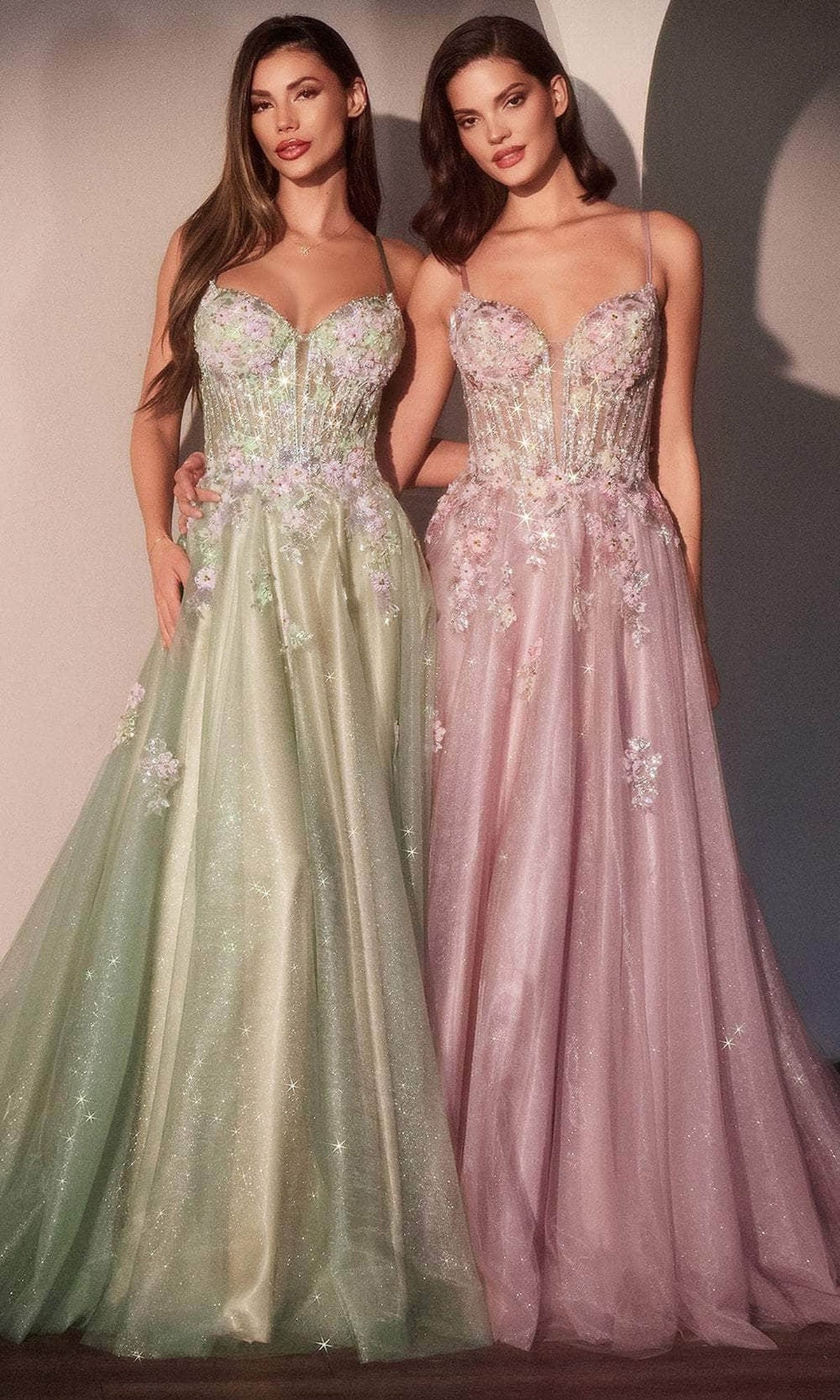 Ladivine CD740 - 3D Floral Applique Sleeveless Prom Gown