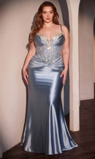 Ladivine CD752C - Embellished Plunging Neck Sleeveless Prom Gown