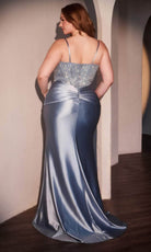 Ladivine CD752C - Embellished Plunging Neck Sleeveless Prom Gown