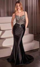 Ladivine CD757 - Crystal Bead Basque Evening Dress