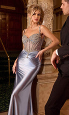 Ladivine CD757 - Crystal Bead Basque Evening Dress