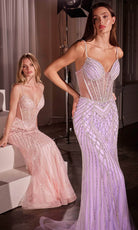 Ladivine CD759 - Plunging Sweetheart Sheath Evening Dress