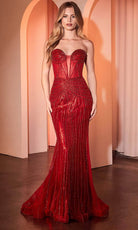 Ladivine CD767 - Sweetheart Ruffled Hem Evening Dress