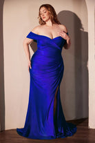 Ladivine CD790C - Off Shoulder Satin Plus Gown