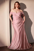 Ladivine CD790C - Off Shoulder Satin Plus Gown