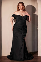 Ladivine CD790C - Off Shoulder Satin Plus Gown