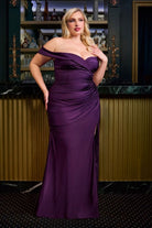 Ladivine CD790C - Off Shoulder Satin Plus Gown