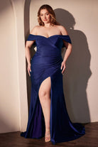 Ladivine CD790C - Off Shoulder Satin Plus Gown