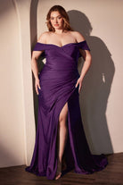 Ladivine CD790C - Off Shoulder Satin Plus Gown