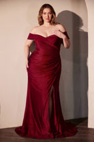 Ladivine CD790C - Off Shoulder Satin Plus Gown