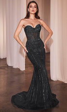 Ladivine CD794 - Crystal Beaded Strapless Prom Dress