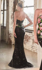 Ladivine CD811 - Floral Embroidered Strapless Prom Gown