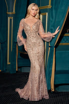Ladivine CD864 - Crystal-Embellished Sheath Gown