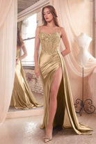 Ladivine CD868 Ornate Beaded Slit Dress
