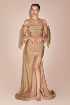 Ladivine CD943 - High-Slit Jersey Evening Modest Prom Dress
