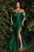 Ladivine CD943C - High Slit Fitted Jersey Gown