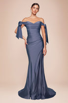 Ladivine CD943C - High Slit Fitted Jersey Gown