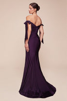 Ladivine CD943C - High Slit Fitted Jersey Gown