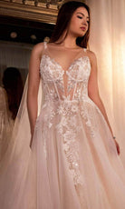 Ladivine CDS476W - Cape A-Line Bridal Gown
