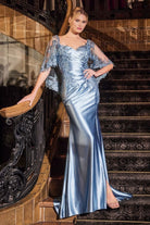 Ladivine CDS499 - Sheer Capelet Sweetheart Prom Dress