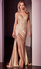 Ladivine CDS521 - Strapless V-Neck Evening Dress