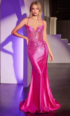 Ladivine CDS527 - Strappy Back Cut Glass Evening Dress