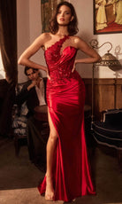 Ladivine CDS535 - Asymmetrical Floral Evening Dress