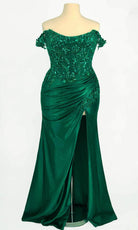 Ladivine CDS537C - Off-Shoulder Lace Applique Prom Gown