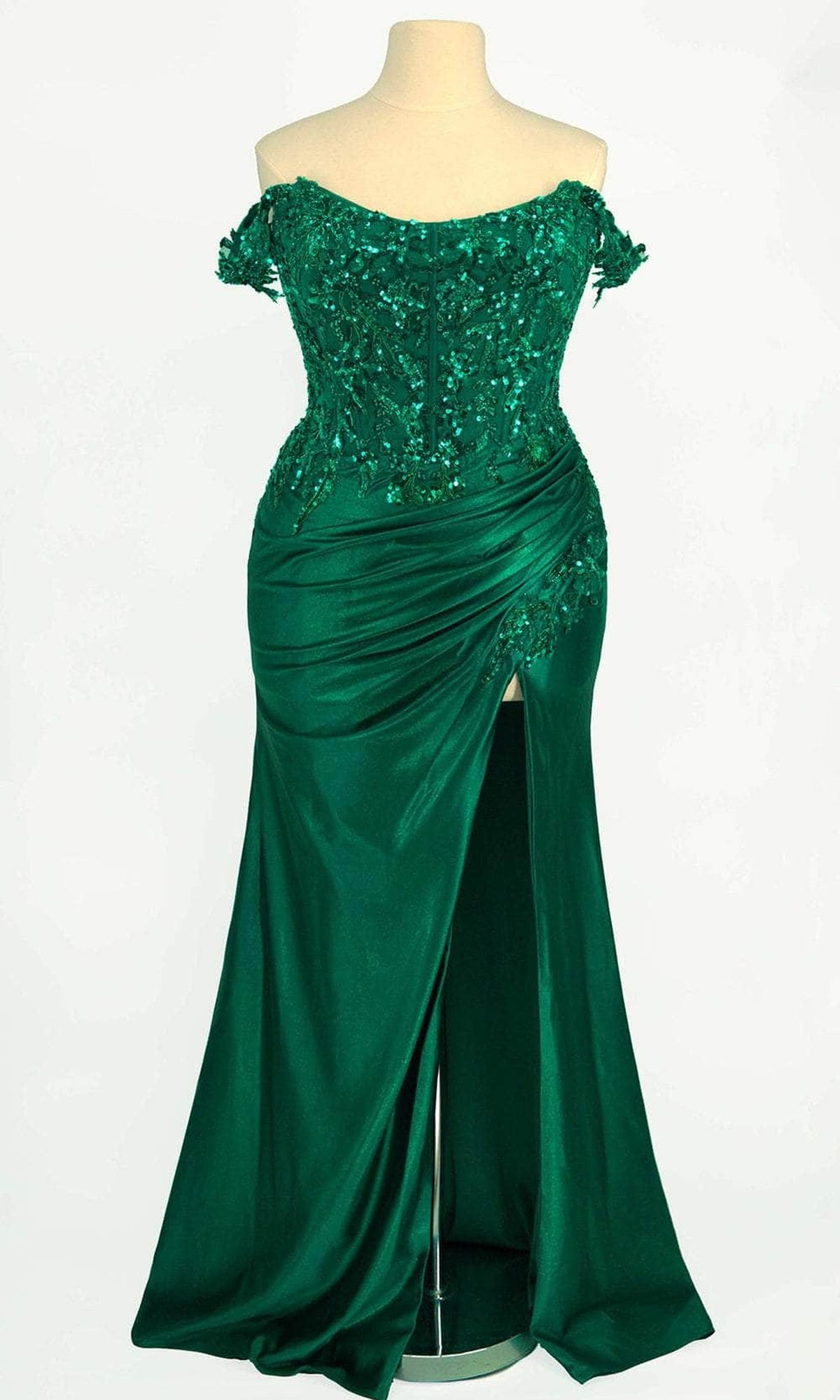 Ladivine CDS537C - Off-Shoulder Lace Applique Prom Gown