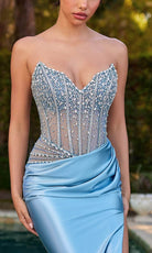 Ladivine CDS538 - Beaded Corset Sweetheart Neck Prom Gown