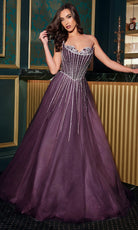 Ladivine CDS541 - Sweetheart A-Line Gown with Linear Beading