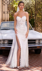 Ladivine CDS550W Lace High Slit Bridal Dress