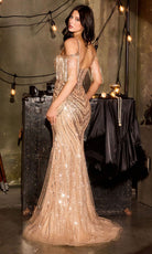 Ladivine CDS555 - Beaded Fringe Off Shoulder Evening Gown