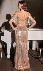 Ladivine CDS563 - Off Shoulder Fringe Beaded Evening Gown