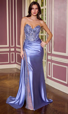 Ladivine CDS565 - Beaded Illusion Panel Strapless Gown