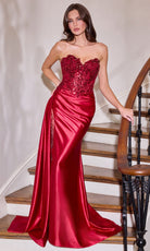 Ladivine CDS565 - Beaded Illusion Panel Strapless Gown