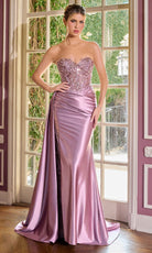 Ladivine CDS565 - Beaded Illusion Panel Strapless Gown