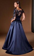 Ladivine CDS569 - Bateau Beaded Lace Mikado Prom Gown