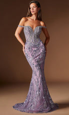 Ladivine CDS570 - Beaded Off Shoulder Overskirt Prom Gown