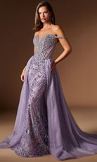 Ladivine CDS570 - Beaded Off Shoulder Overskirt Prom Gown
