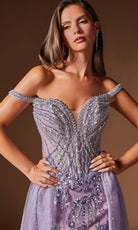 Ladivine CDS570 - Beaded Off Shoulder Overskirt Prom Gown