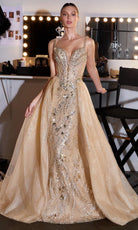 Ladivine CDS570 - Beaded Off Shoulder Overskirt Prom Gown