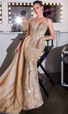 Ladivine CDS570 - Beaded Off Shoulder Overskirt Prom Gown