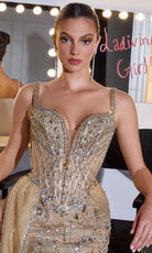 Ladivine CDS570 - Beaded Off Shoulder Overskirt Prom Gown