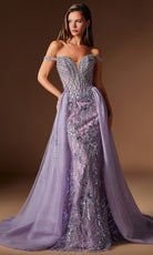 Ladivine CDS570 - Beaded Off Shoulder Overskirt Prom Gown