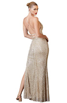 Ladivine CF199 - Sequin Cowl Neckline Sheath Dress